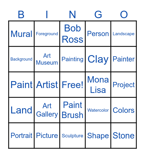 Art Project Bingo Card