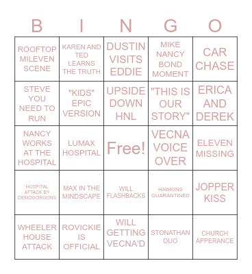 STRANGER THINGS 5 TEASER Bingo Card