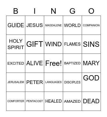 Pentacost Bible Bingo Card