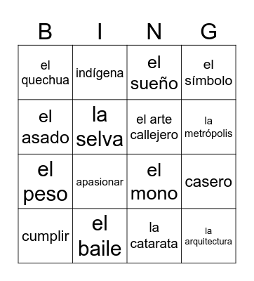 última persona en pie Bingo Card
