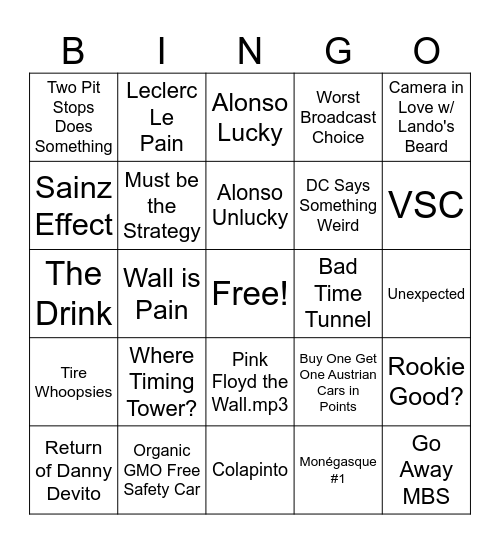 Casino Royale Bingo Card