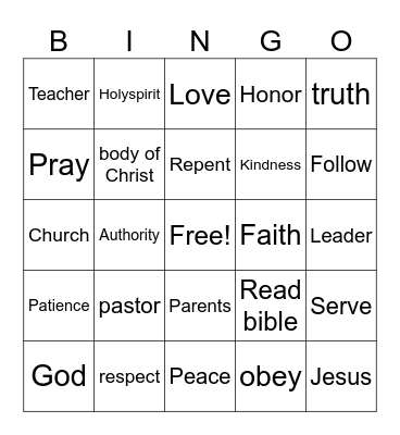Church Authority Bingo Card
