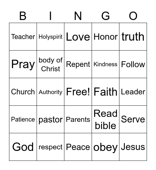 Church Authority Bingo Card