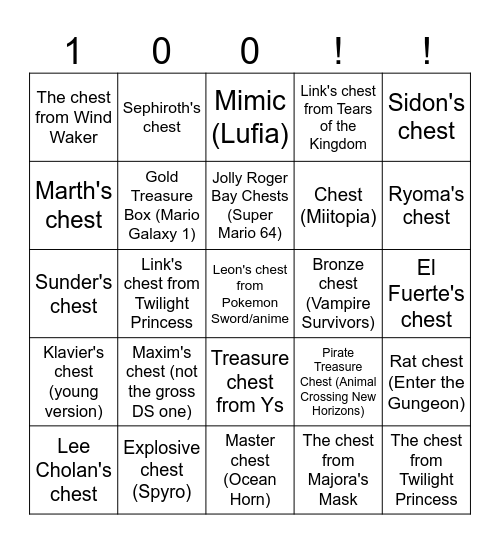 Spare #3 [Round 1] Best Chests Bingo Card