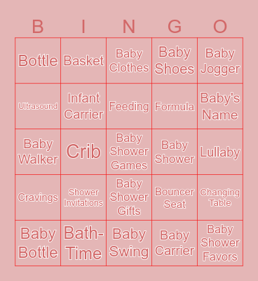 ROYAL BABY SHOWER BINGO Card