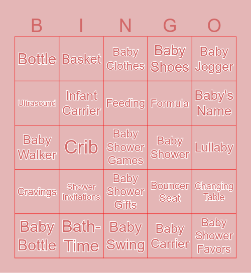 ROYAL BABY SHOWER BINGO Card