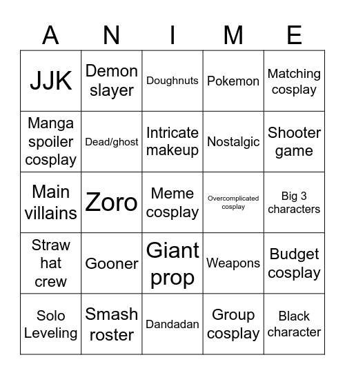 Momocon bingo 2025 Bingo Card