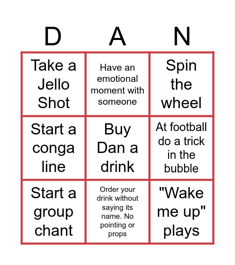DansStagBingo Card
