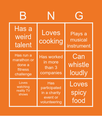 Bingo Break: Know Your Crew Bingo Card