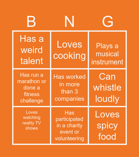 Bingo Break: Know Your Crew Bingo Card