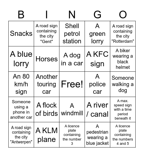 The BBB (Big Bus Bingo) Bingo Card
