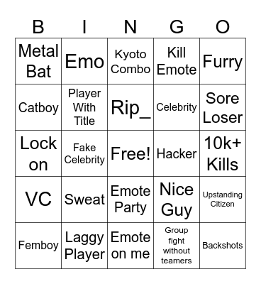TSB Bingo Card Bingo Card