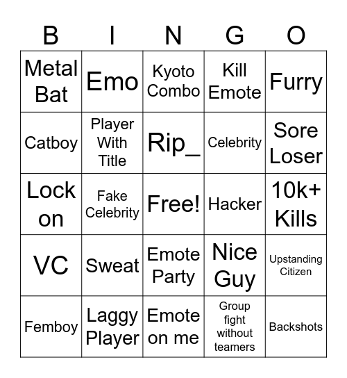 TSB Bingo Card Bingo Card