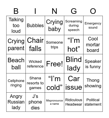Graduation Bingo Card