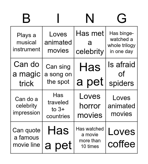 Find Someone Who Bingo Card