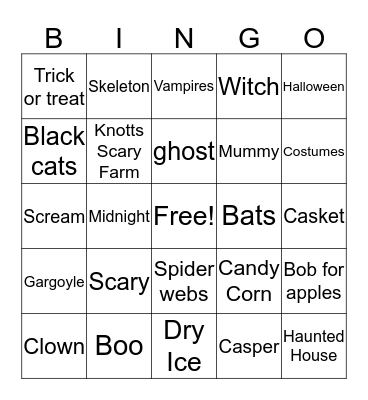 Halloween Bingo Card