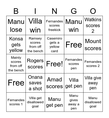Football Bingo Card