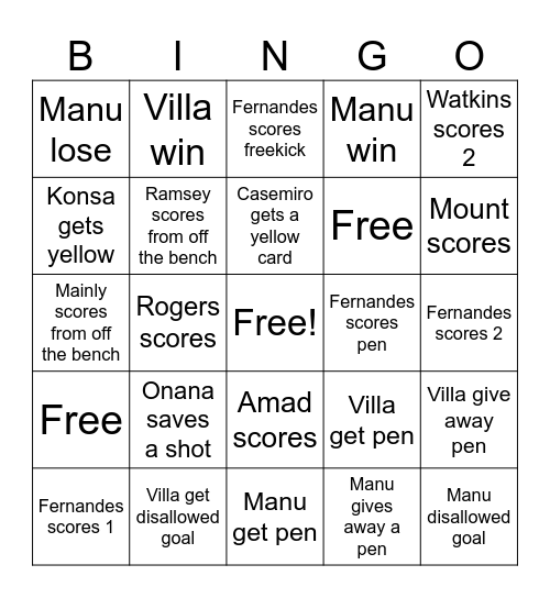 Football Bingo Card