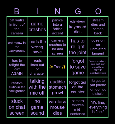 Ivy's Stream Bingo Card