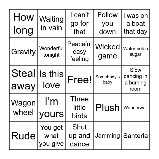 LMB 5/25 Bingo Card