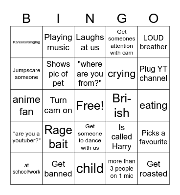 Yappngamerz DISCORD BINGO Card