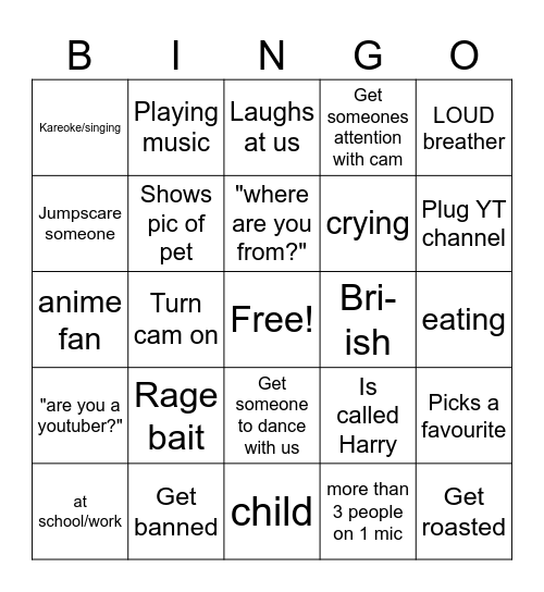 Yappngamerz DISCORD BINGO Card