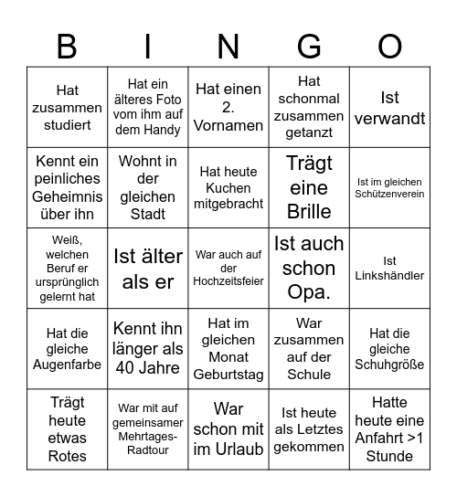 Geburtstagsbingo Card