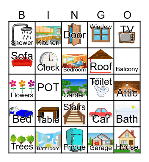 Parts of the House Bingo Card