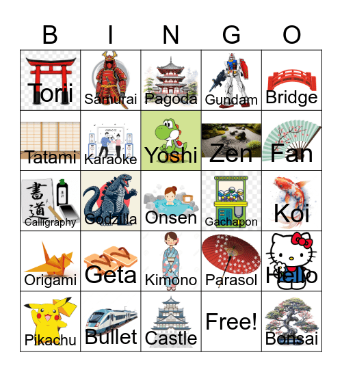 Japan Bingo Card