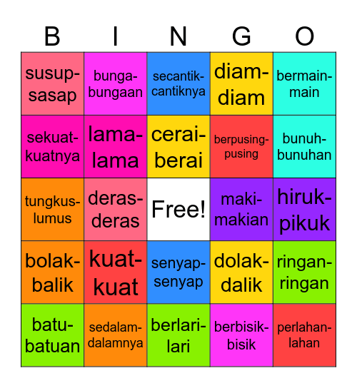 KATA ADVERBA PENGGANDAAN Bingo Card
