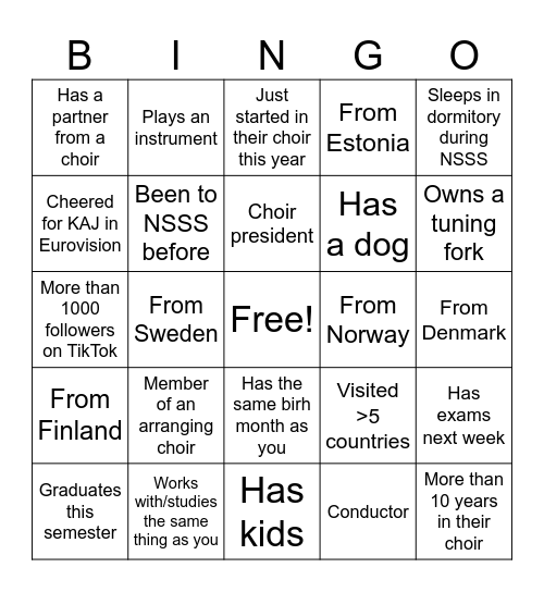 NSSS-bingo Card