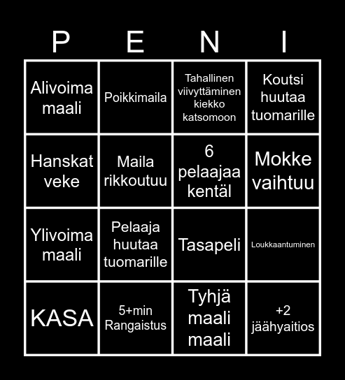 MM25-lätkä finaali Bingo Card
