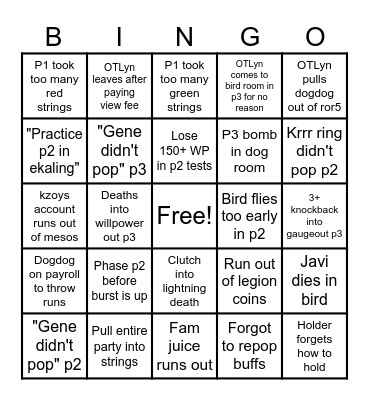 Hkaling jail bingo Card