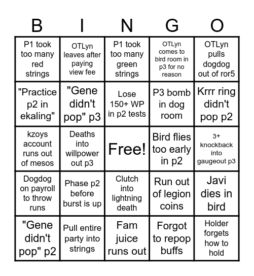 Hkaling jail bingo Card