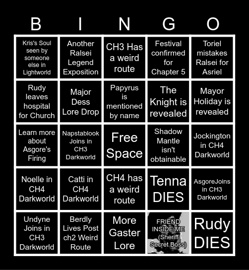 DELTARUNE CH3&4 BINGO Card