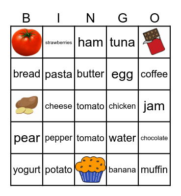 Food and drinks Bingo Card