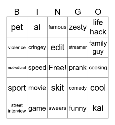 yt shorts Bingo Card