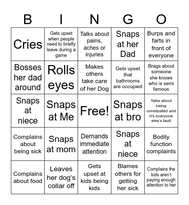 Shenanigans Bingo Card
