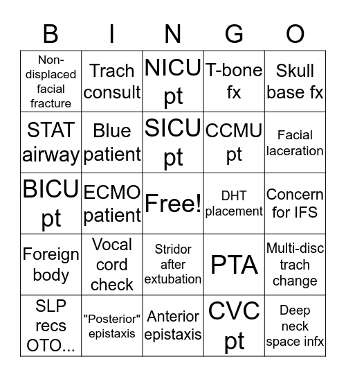 Brown Service Bingo Card