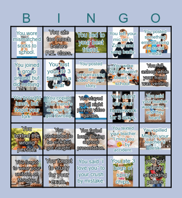 Being a Teen Bingo Card
