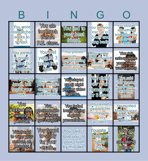Being a Teen Bingo Card