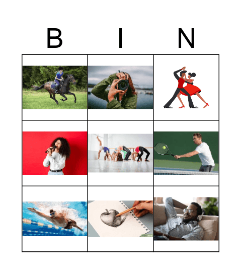 Hobbies Bingo Card