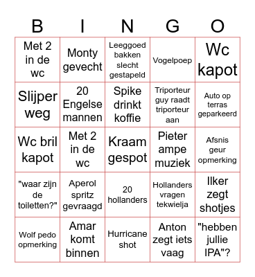 Afsnis bingo Card