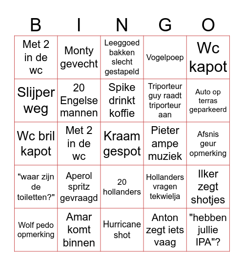 Afsnis bingo Card