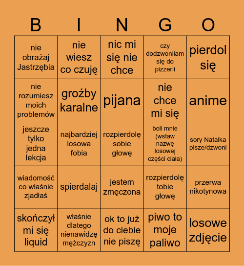 Hania Bingo Card