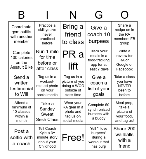 CrossFit Kryptonite BINGO! Bingo Card