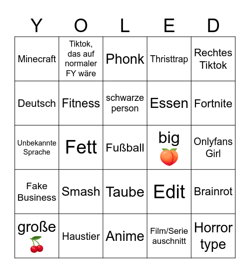 Tiktok Bingo Card