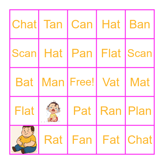 English sounds: -an และ at Bingo Card