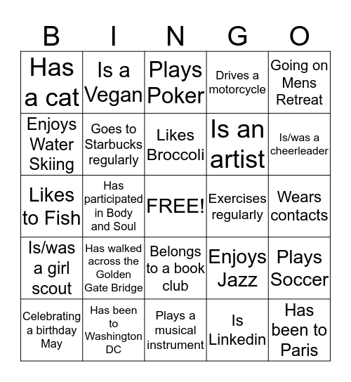 Deacon Bingo Card
