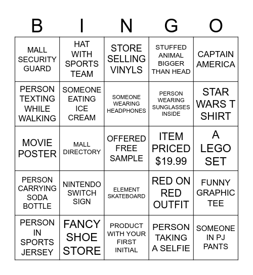 MALL BINGO 2 Bingo Card